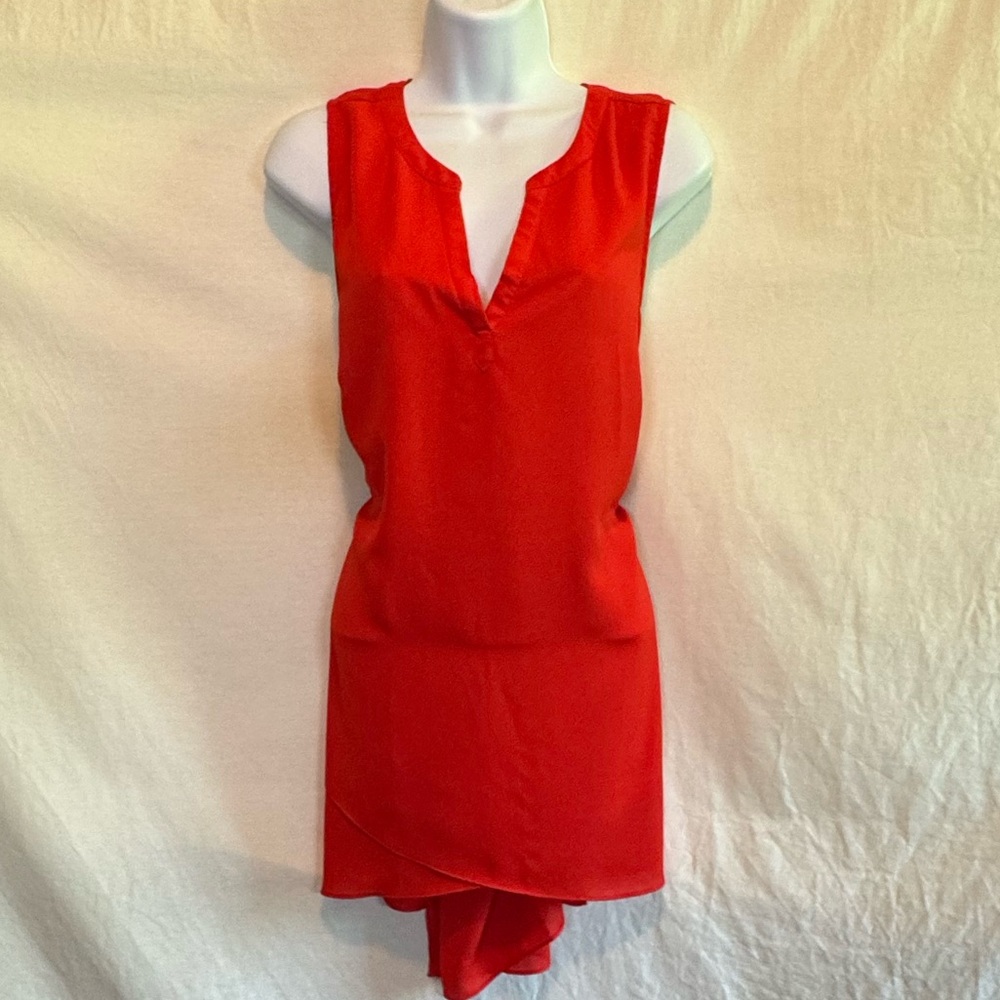 F-145 New Directions Red Sleeveless Hi Lo Pullover Summer Blouse‎ Size XL
